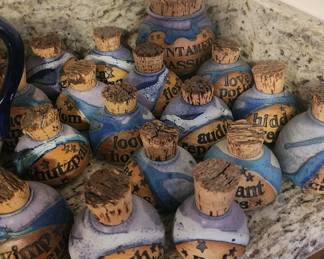 Many Small Ceramic Glazed Pot Cork Stopper