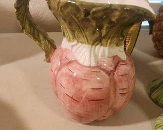 Ceramic Decorative Beet Shaped Pitcher Hand Painted Majolica