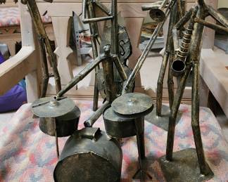 Z Gallerie Brutalist Tube Metal Art Sculptures of Jazz Band