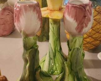 Ancora Ceramic Italian Pottery Candlestick Holders