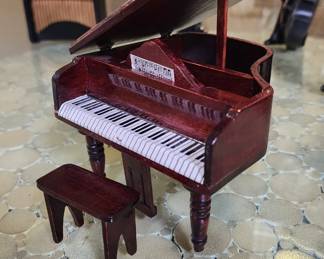 Miniature Wooden Piano with Stool
