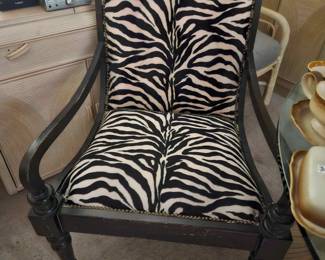 Ebonized British Colonial Style Lillian August Chair in Zebra