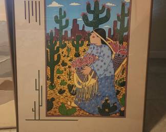 "Fruits of the Cactus" by Virginia Stroud (Hand Signed) Mat Design by Arizona Artists