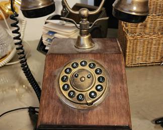 Wooden telephone with handset