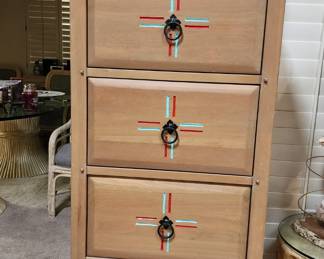 Southwestern Style Wood Filing Cabinet