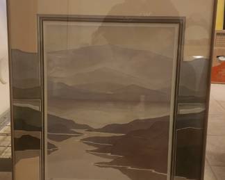 "Picturesque" Triptych Lithograph Limited Edition by Robert White (Hand Signed) 1338/1500  Mat Designed by Christine of Santa Fe (3 of 3)