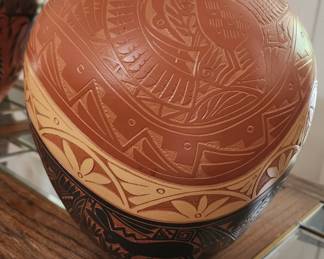 Carved Laguna Pueblo Pottery Jar By Sally R. Garcia