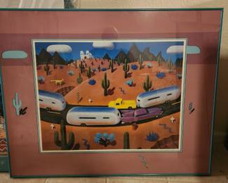 "Airstreams In Cactusland" by Stephen Morath (Hand Signed) & Mat Design by Christine