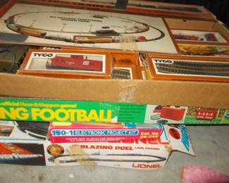 Tyco train, Lionel race track missing cars, talking football and more