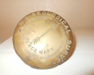 Vintage geological survey marker , heavy brass