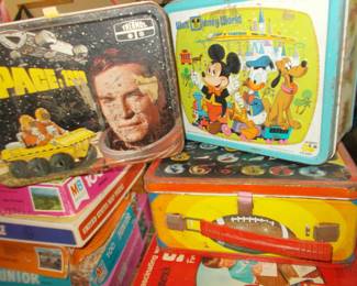 Vintage lunch boxes with thermos