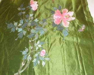 Oriental hand embroidered silk cushion cover