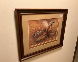 Hallway - matted, framed picture under glass - pheasant