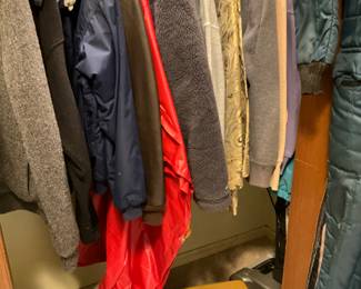 Hall closet - vintage suitcase & carry on vanity