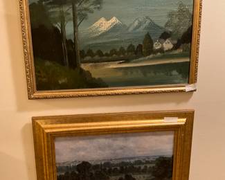 Hallway - two framed & matted pictures under glass