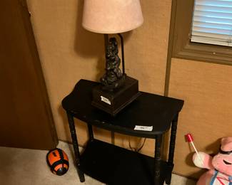 Small table, lamp 