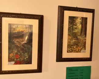 Living room - set of framed, matted pictures