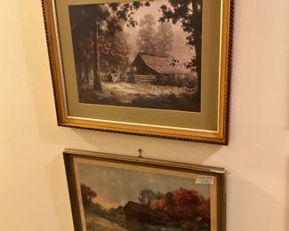 Hallway - two framed & matted pictures under glass