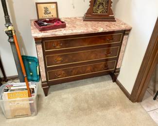 Lovely Marble top 3 drawer chest with marble inserts on sides  - miscellaneous other items 