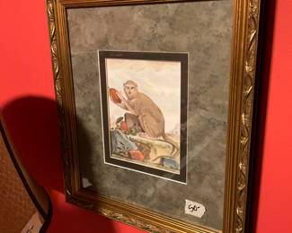 Great framed/matted Monkey picture