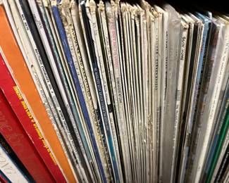 Collection of vinyl LPs.