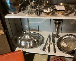 Sampling of the 200+ pieces of vintage silverplate to be sold.