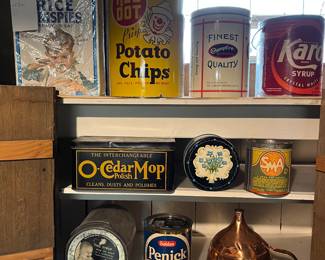 Large selection of vintage tins (more shown in photos that follow).