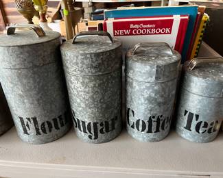 Vintage aluminum canister set.