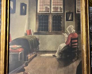 Vintage framed print: “A Dutch Interior,” by Pieter de Hooch.