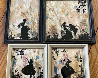 Vintage hand-painted silhouettes.