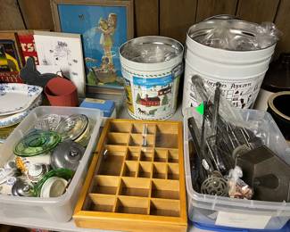 Vintage items abound, including kitchen accessories, molds, art, and much more.