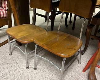 Pair of vintage child’s chairs for school or Sunday school.