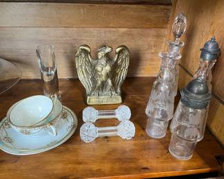 Vintage glassware, metalware and china sale-wide.