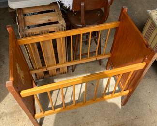 Vintage wood baby crib.