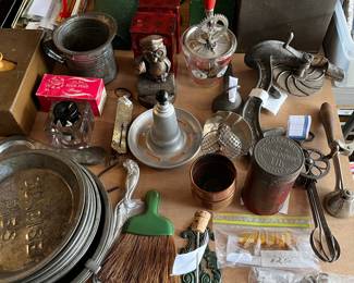 Vintage kitchen/cooking accessories, metalware, and more.