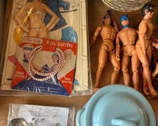 Many vintage toys, including Marvel action figures.