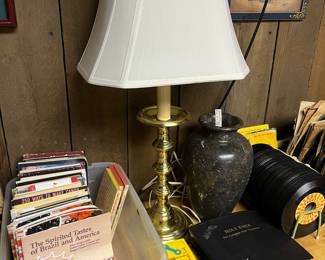 45-rpm records; hundreds of books to be sold.