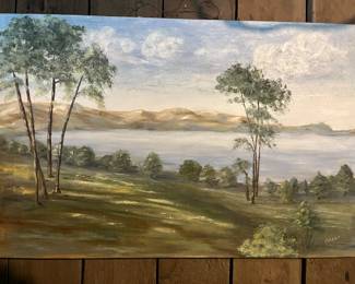 Vintage oil on canvas, signed “M. Hall”.