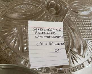 #66	Glass Cake Stand - Sawtooth/Scalloped 6x10	 $ 20.00 																							