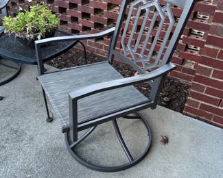 #92	Bouncer/Swivel Aluminum Outdoor Chairs + Outdoor Side Table	 $ 150.00 																							