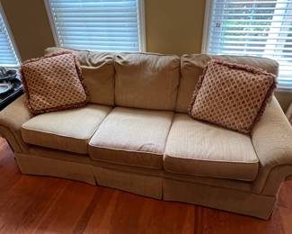 #25	Norwalk Furniture 3 cushioned Mustard sofa . 89"x37"x37" *YOU MOVE*	 $ 120.00 																							