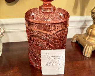 #61	Vintage Imperial Glass Lidded Biscuit Jar 8.75"	 $ 20.00 																							