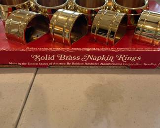 #98	Vintage set of 12 Baldwin Solid Brass Devon Round Napkin Rings	 $ 35.00 																							