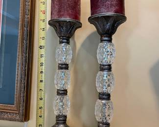 #105	Metal and Crystal/Glass Candle Holders - 19"	 $ 18.00 																							