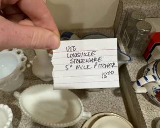 #82	Vintage Louisville Stoneware 5" Milk Pitcher	 $ 18.00 																							