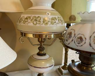 #17	Vintage Green Rose Hurricane table lamp. Marble Pedestal. 24"	 $ 120.00 																							