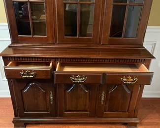 #1	Solid Cherry China Cabinet. 2 glass shelves (top), 2 drawer, 2 door, 1 shelf (bottom). 48”x18”x75”. *YOU MOVE*	 $ 225.00 																							
