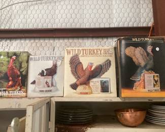 Lots of Turkey whiskey decanters