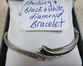 Sterling, Black & White Diamond Bracelet