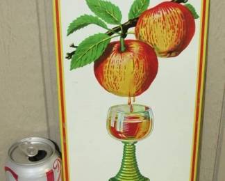 1940's - 1950's NOS Metal German Apple Juice Co. Sign